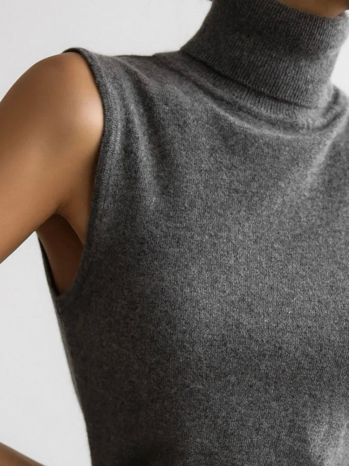 Olivia Bennet | High-Neck Vest for Women in Black