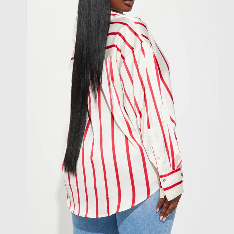 Olivia Bennet | Satin Stripe Shirt for Women