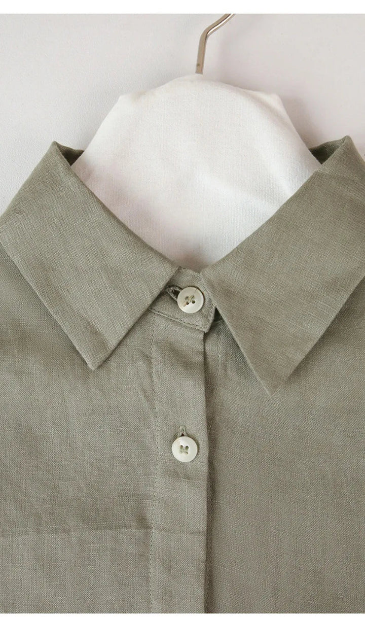 Olivia Bennet | Cropped Linen Overshirt for Women in Natural