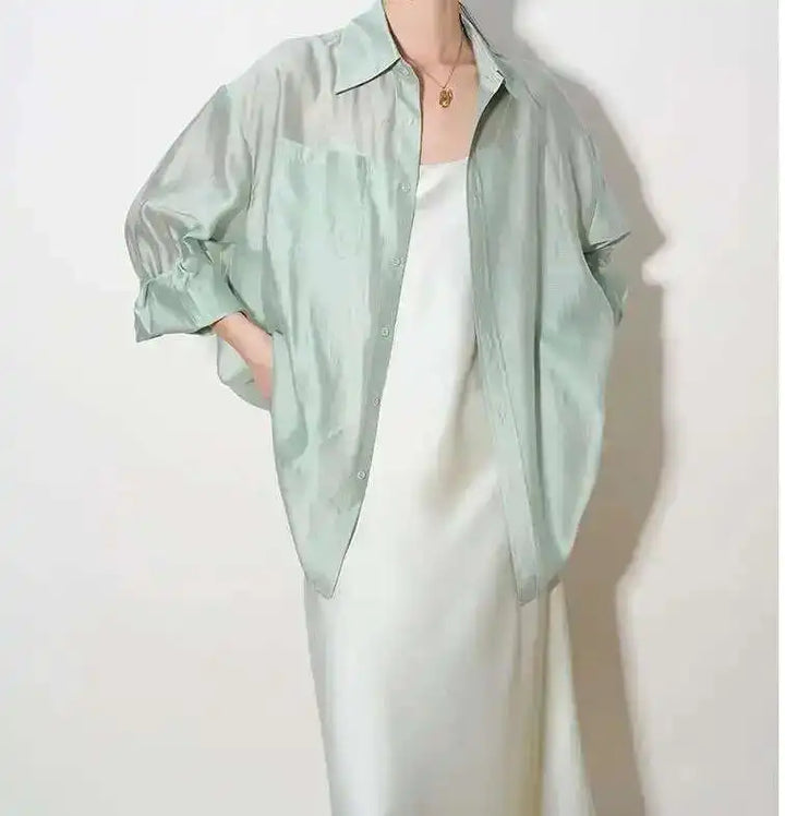 Olivia Bennet | Silk Poplin Blouse for Women in Flowing Fit