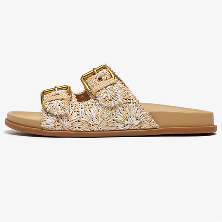 Olivia Bennet | Buckle Sandal for Women in Leather, Casual, Tan