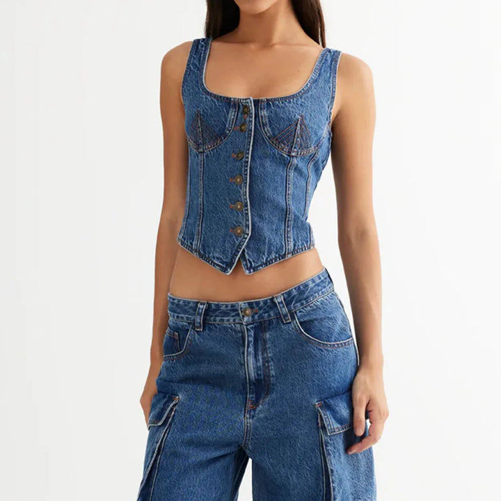 Olivia Bennet | Denim Vest Top for Women