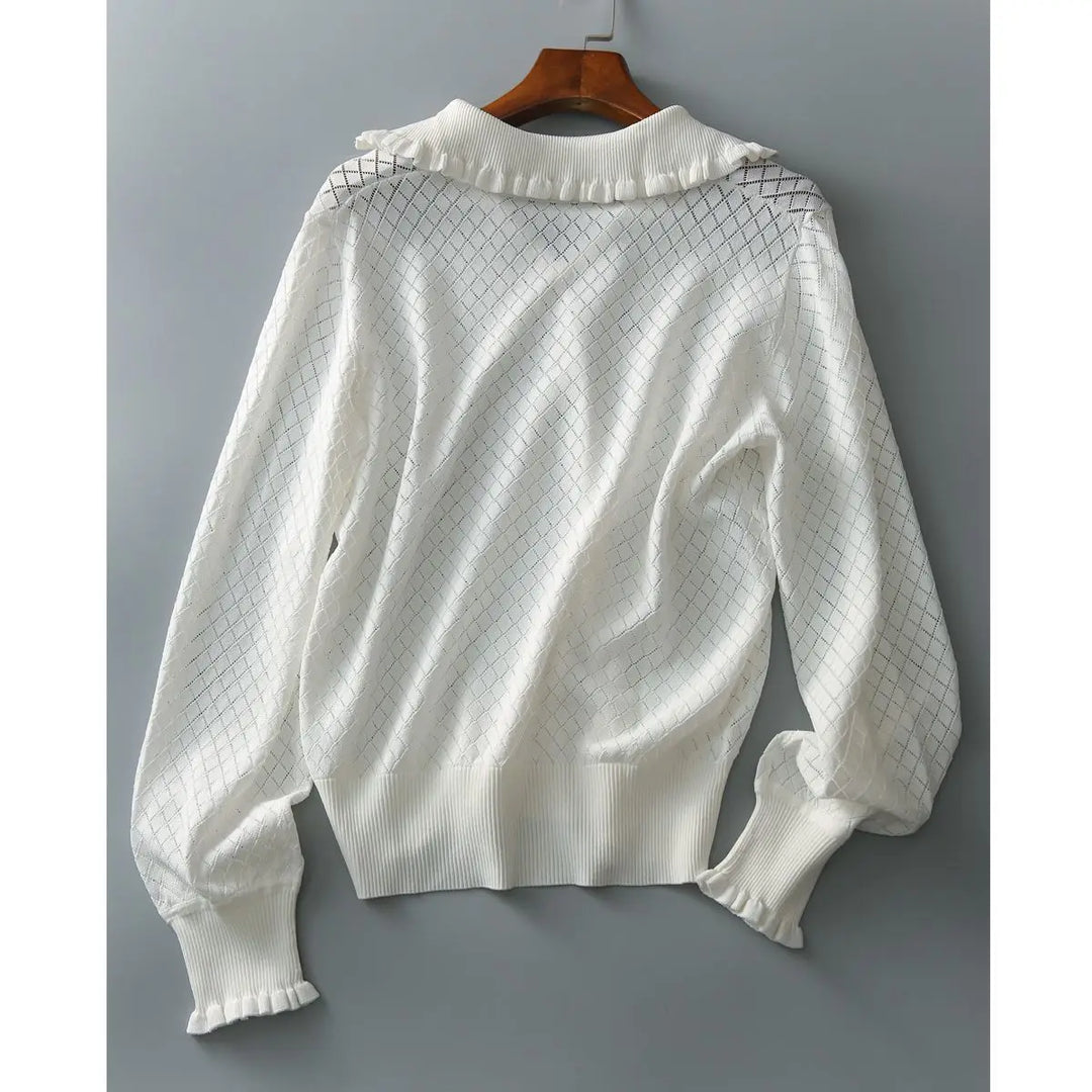 Olivia Bennet | Diamond Knit Top for Women in Natural Color