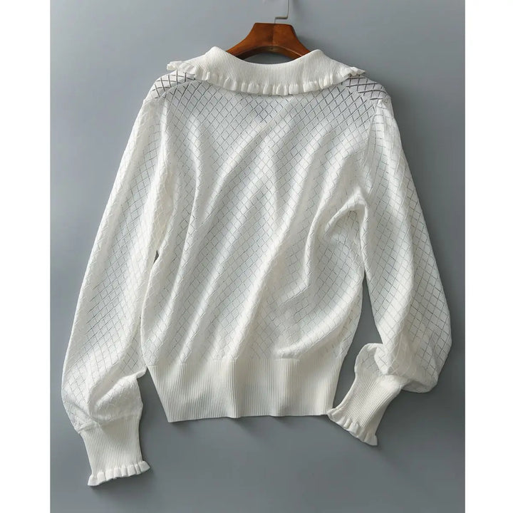Olivia Bennet | Diamond Knit Top for Women in Natural Color