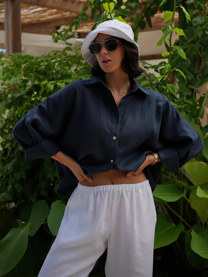 Olivia Bennet | Cotton Relaxed Shirt for Women in White