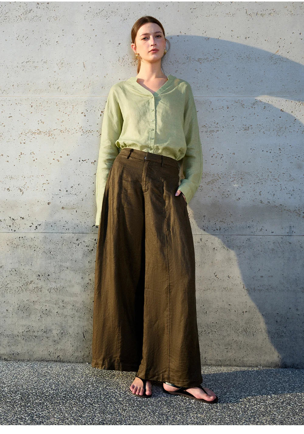 Olivia Bennet | Linen V-Neck Shirt for Women