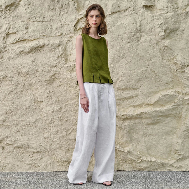 Olivia Bennet | Pleated Hem Linen Top