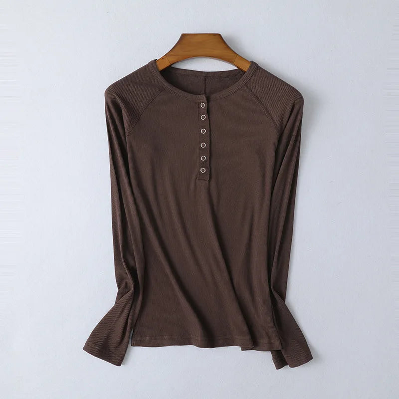 Olivia Bennet | Pop-Button Top for Women in Cotton, Fitted, White