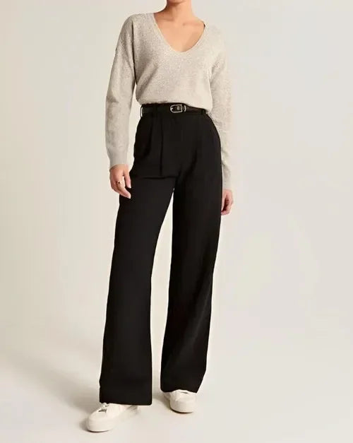 Olivia Bennet | Tailored Wide-Leg Trousers for Women in Black