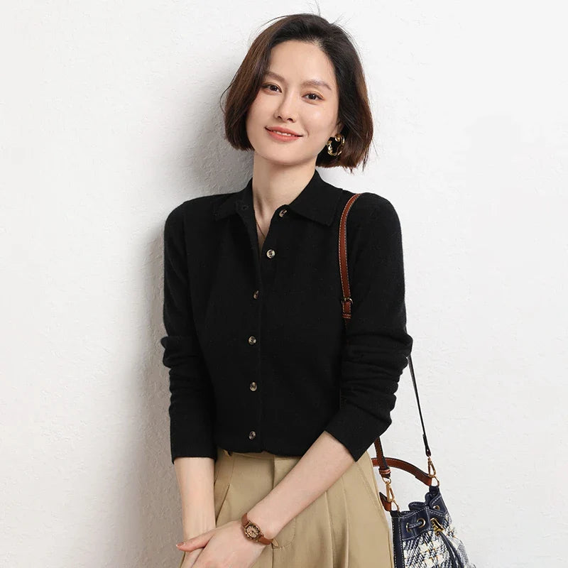 Olivia Bennet | Wool Polo for Women in Classic Fit, Navy