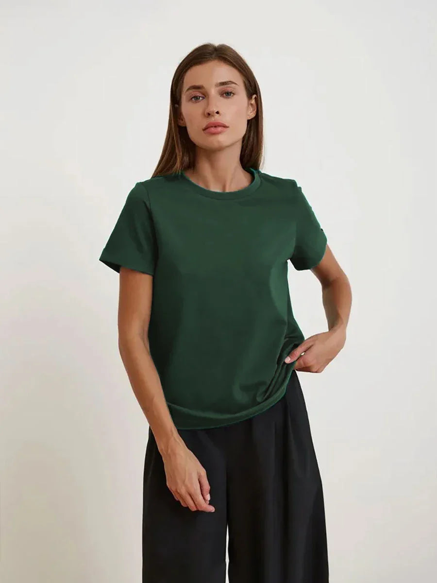 Olivia Bennet | Cotton Tee for Women, Regular Fit, White
