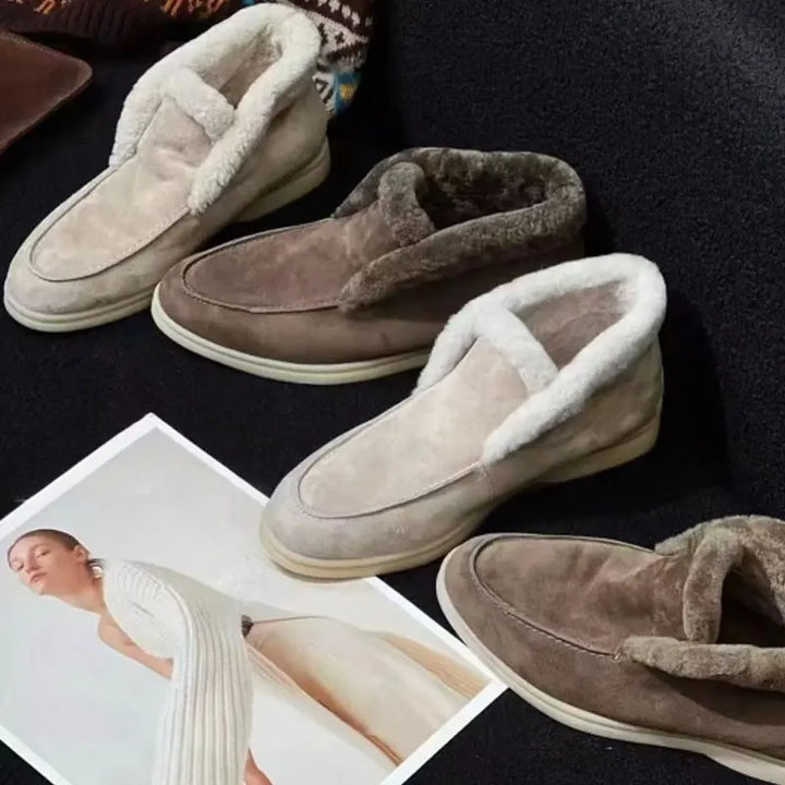Olivia Bennet | Shearling Loafer Boots for Women in Brown