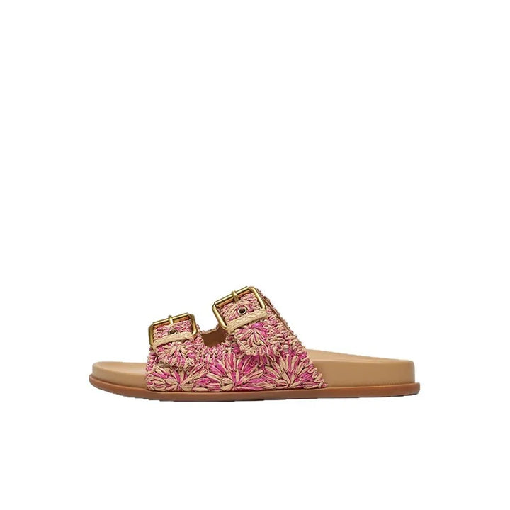 Olivia Bennet | Buckle Sandal for Women in Leather, Casual, Tan