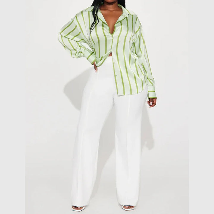 Olivia Bennet | Satin Stripe Shirt for Women