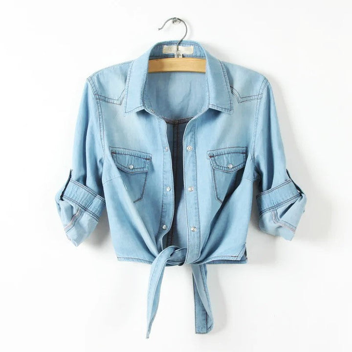 Olivia Bennet | Denim Crop Top for Women in Summer Fit