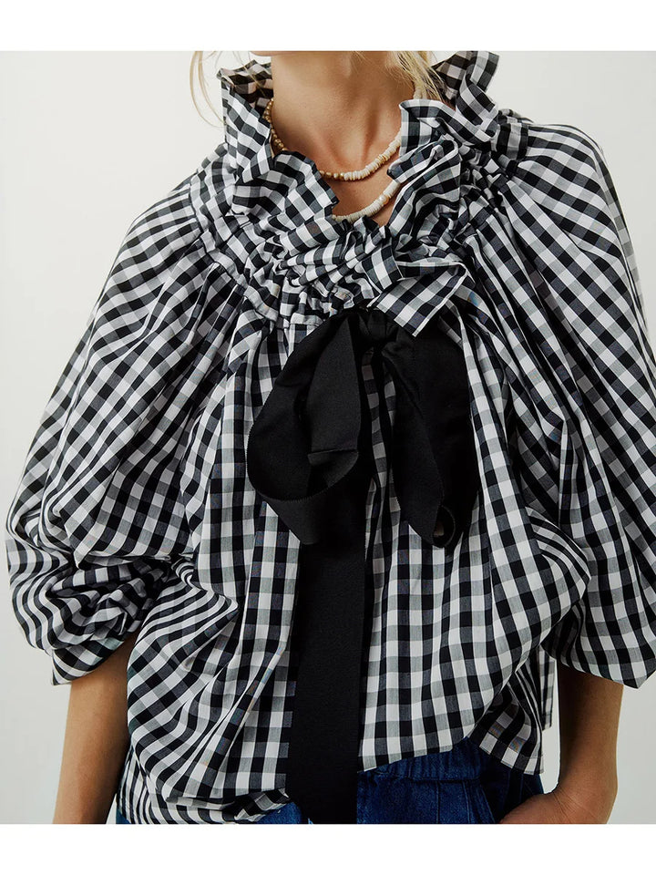 Olivia Bennet | Puffed Cotton Blouse for Women in White