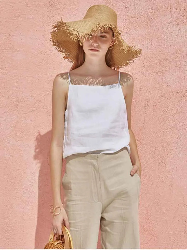 Olivia Bennet | Satin Strap Linen Cami