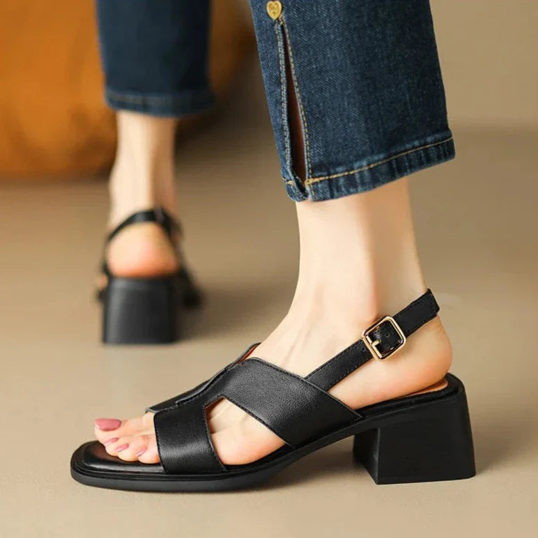 Olivia Bennet | Leather Heeled Sandals for Women