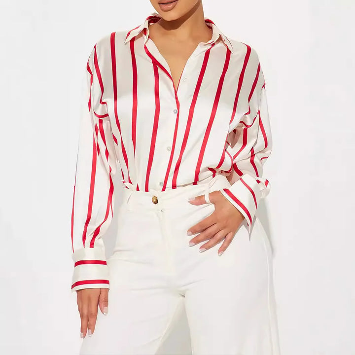 Olivia Bennet | Satin Stripe Shirt for Women