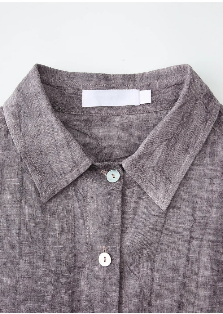 Olivia Bennet | Pleated Linen Button Shirt
