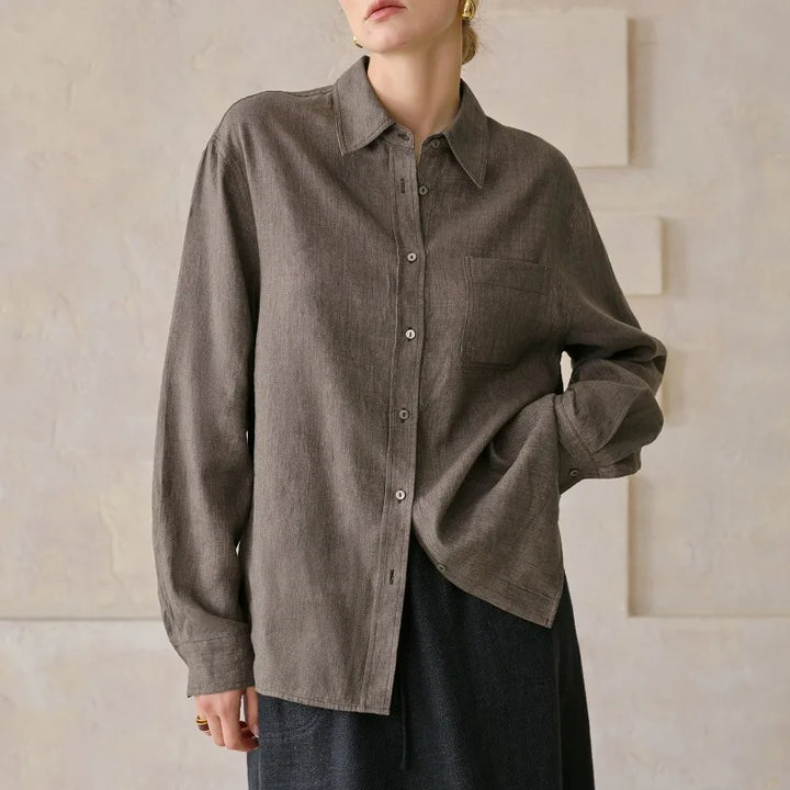 Olivia Bennet | Linen Shirt for Women, Relaxed Fit, White