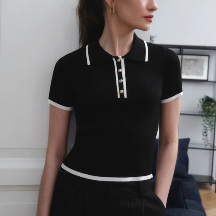 Olivia Bennet | Cotton Polo for Women in Classic Fit, White