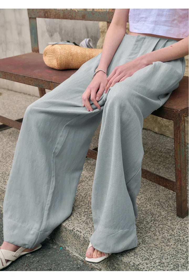 Olivia Bennet | Pleated Wide Leg Linen Pant