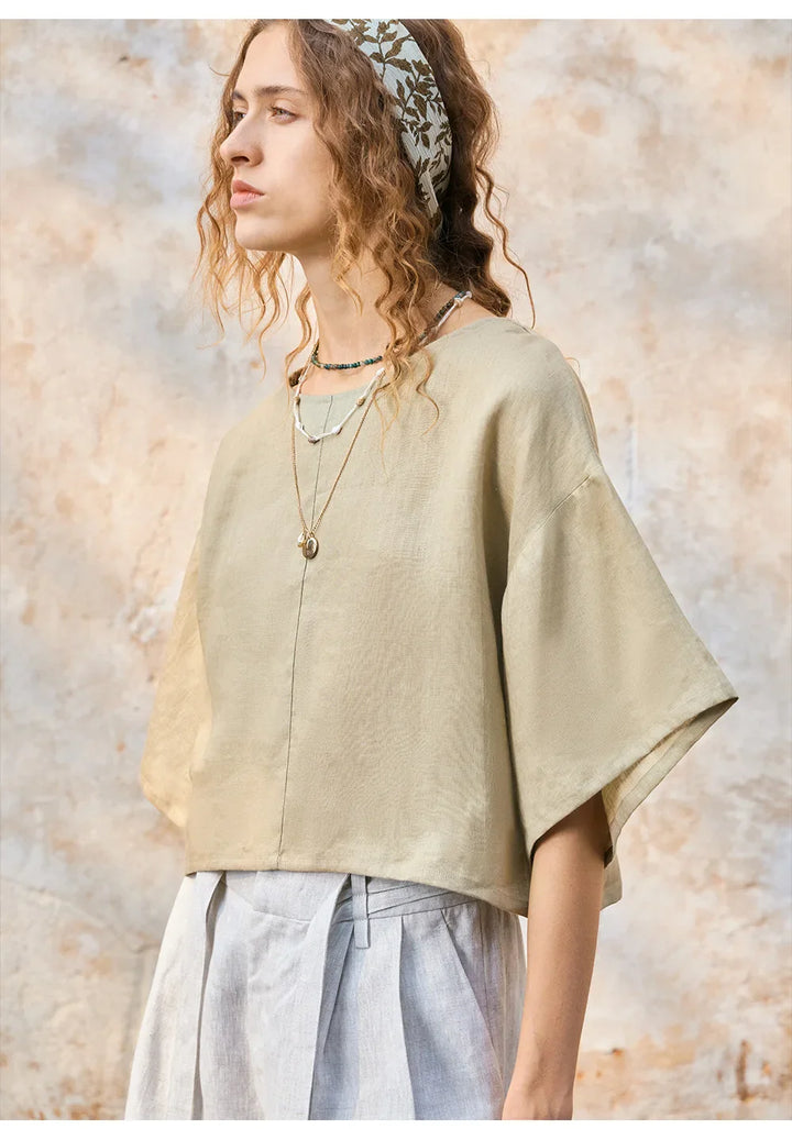 Olivia Bennet | Flared Sleeve Linen Pullover