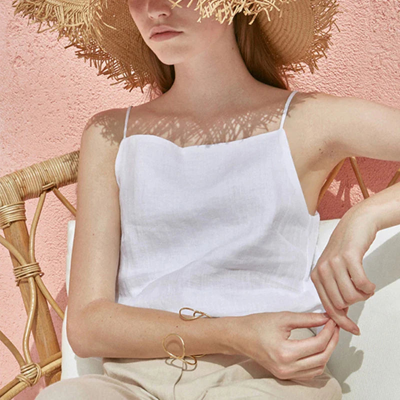 Olivia Bennet | Satin Strap Linen Cami