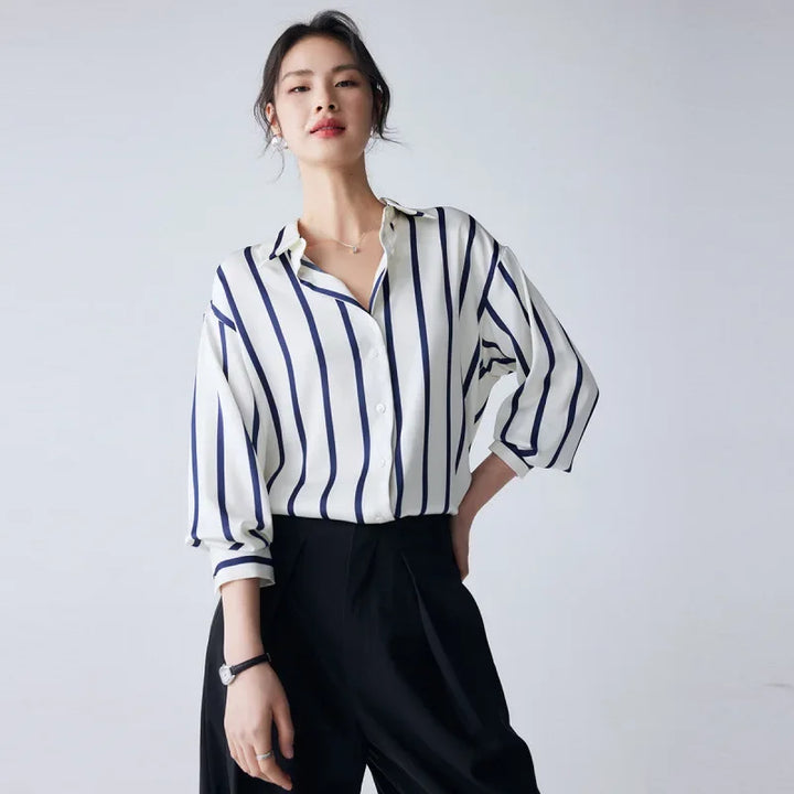 Olivia Bennet | Stripe Satin Blouse for Women