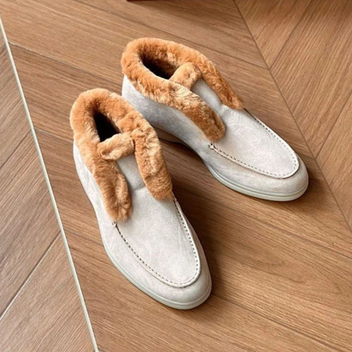 Olivia Bennet | Shearling Loafer Boots for Women in Brown