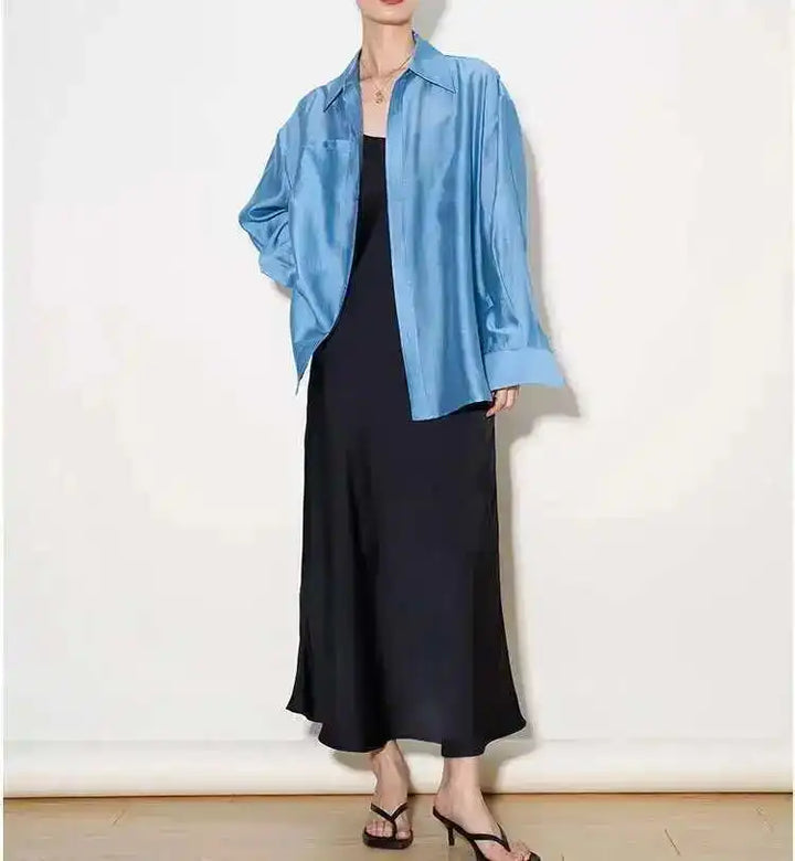 Olivia Bennet | Silk Poplin Blouse for Women in Flowing Fit
