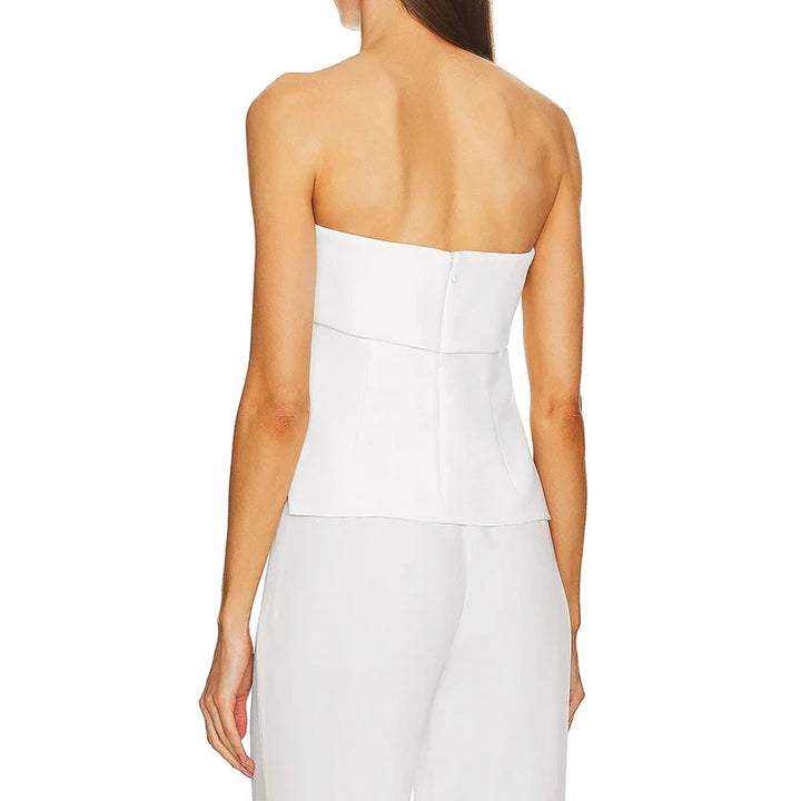 Olivia Bennet | Linen Strapless Tube Crop Top for Women