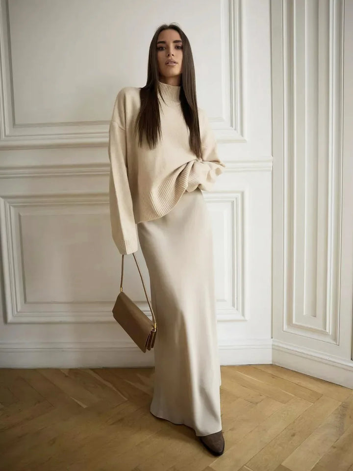 Olivia Bennet | Satin Fishtail Maxi Skirt for Women in Elegant Style