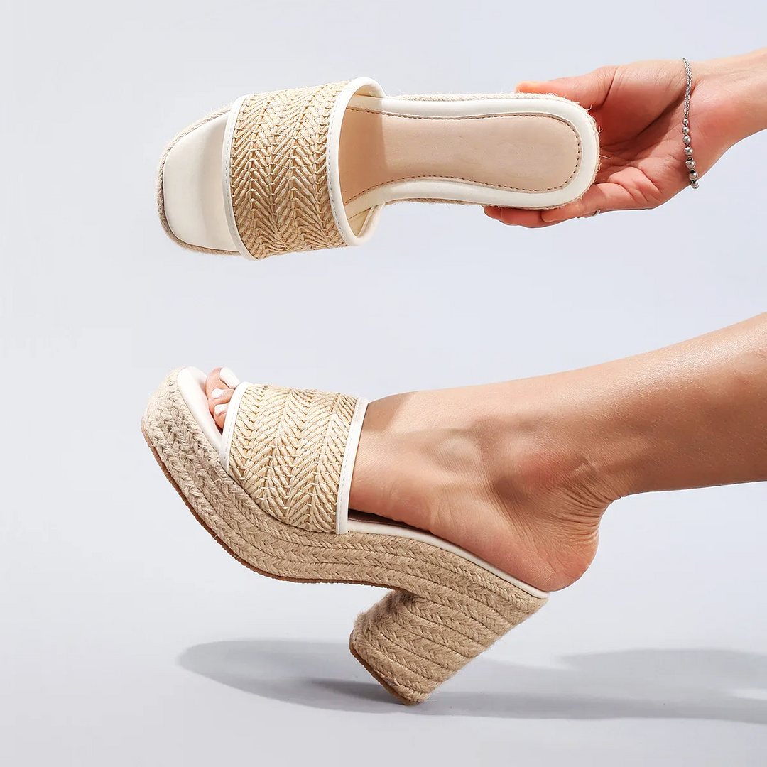 Olivia Bennet | Natural Woven Heels for Women