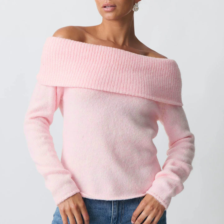 Olivia Bennet | Knit Top for Women, Natural Fiber, Regular Fit, Beige, Casual