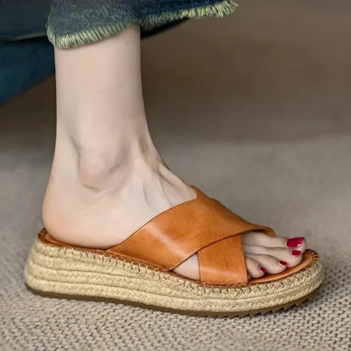 Olivia Bennet | Woven Leather Platform Sandals for Women