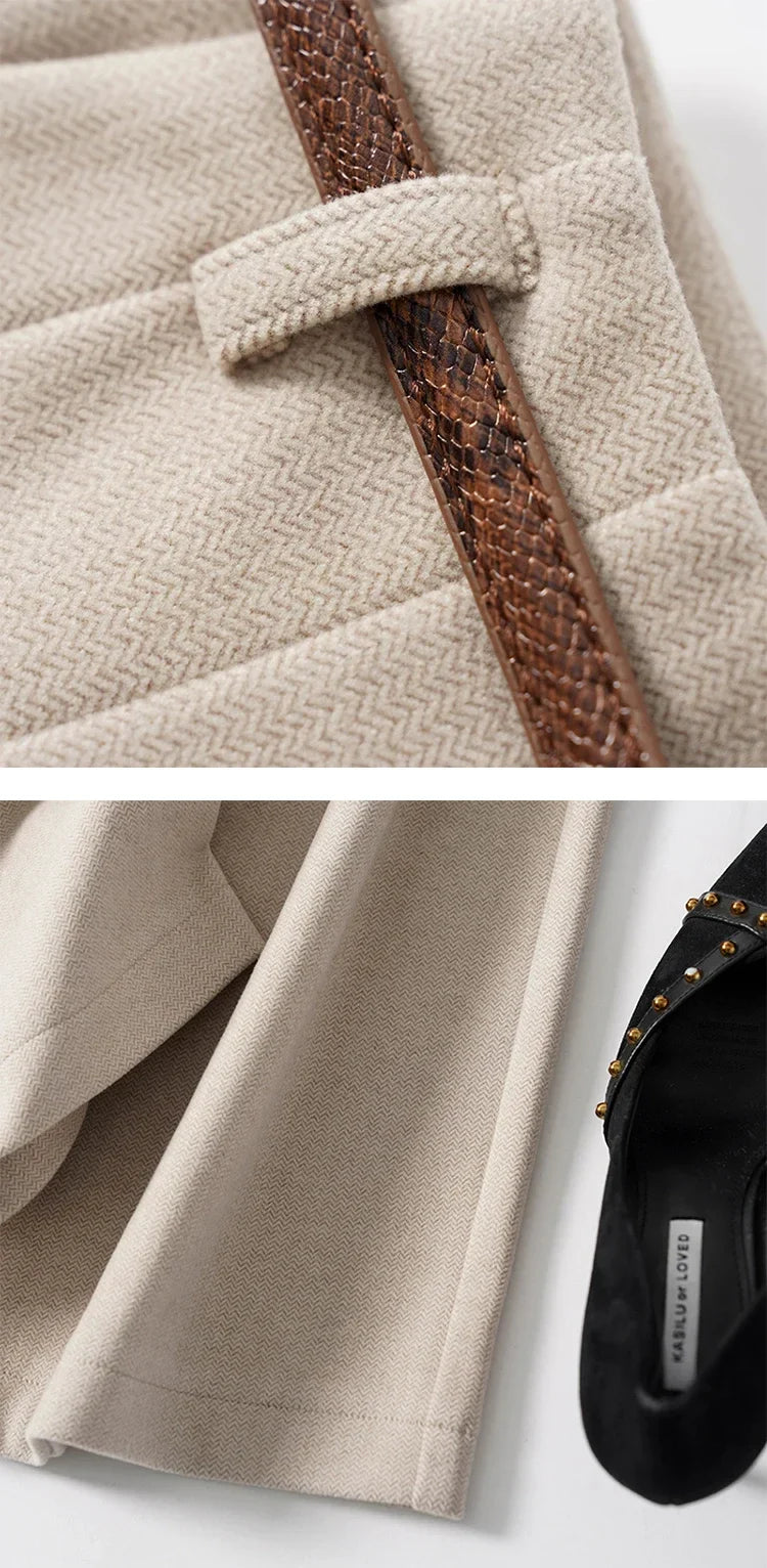 Olivia Bennet | Wide Leg Wool Trousers for Women in Black