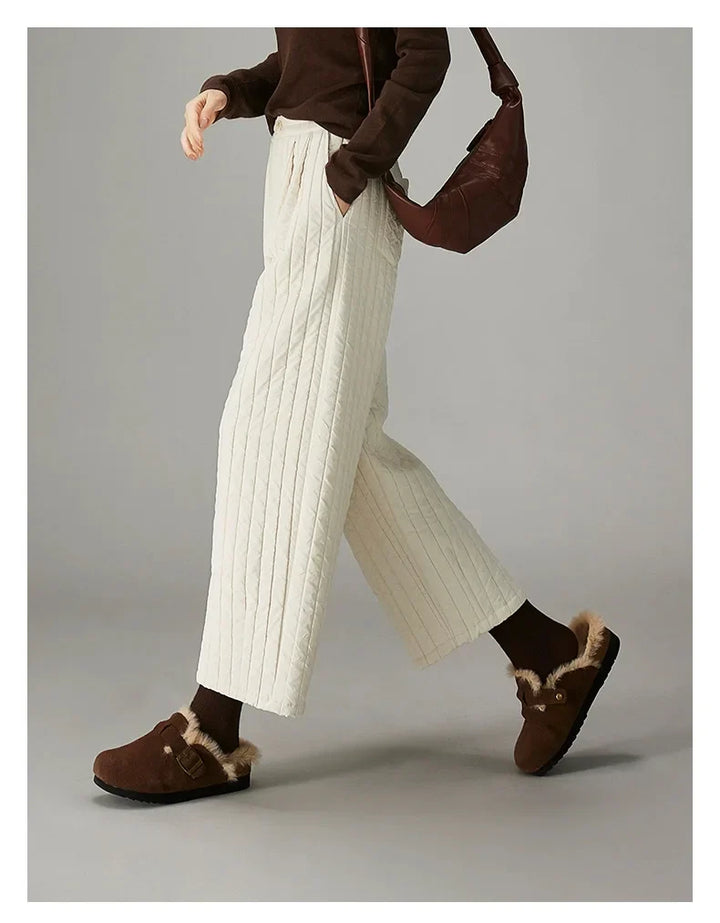 Olivia Bennet | Cotton Wide-Leg Pants for Women in Natural Color