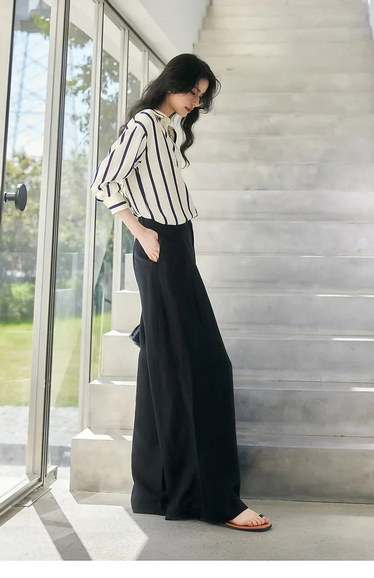 Olivia Bennet | Stripe Satin Blouse for Women