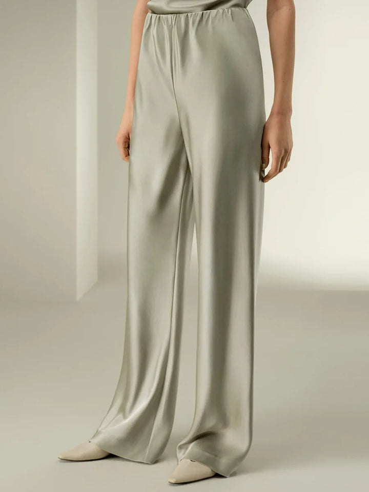 Olivia Bennet | Silk Lounge Trousers for Women in Black