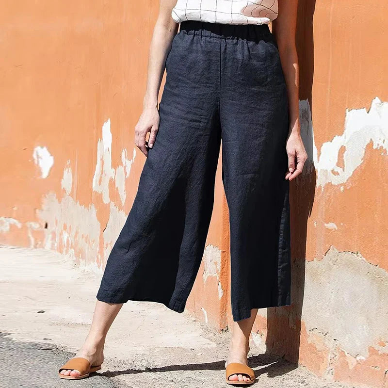 Olivia Bennet | Wide Leg Linen Pant for Women in Natural
