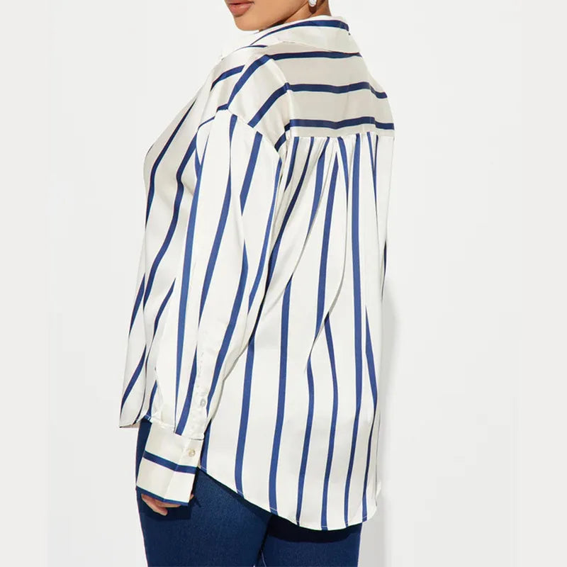 Olivia Bennet | Satin Stripe Shirt for Women