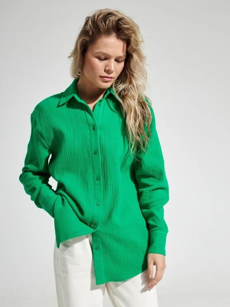 Olivia Bennet | Cotton Summer Shirt for Women in White