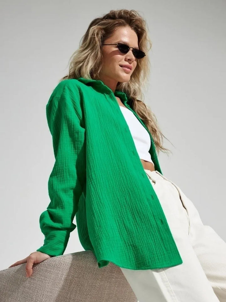 Olivia Bennet | Cotton Summer Shirt for Women in White