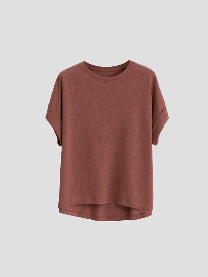Olivia Bennet | Oversized Tee for Women in Soft Cotton with Rolled Cuff in White