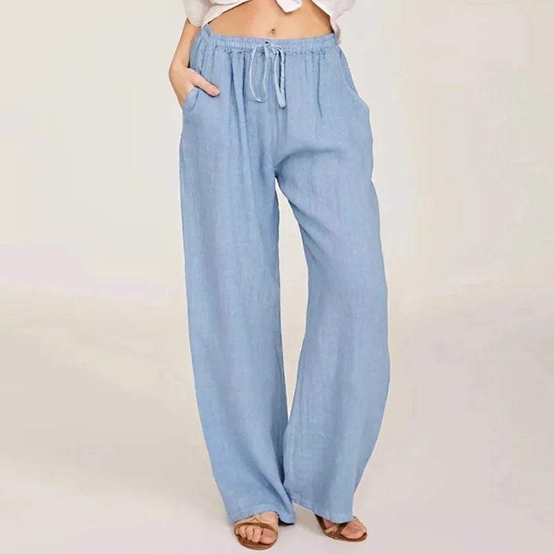 Olivia Bennet | Linen Lounge Pant for Women in Natural Fit