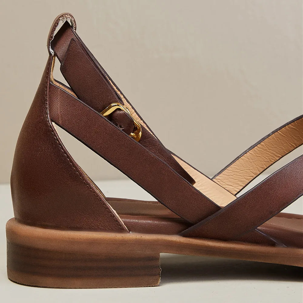 Olivia Bennet | Orthopedic Leather Sandals for Women in Brown