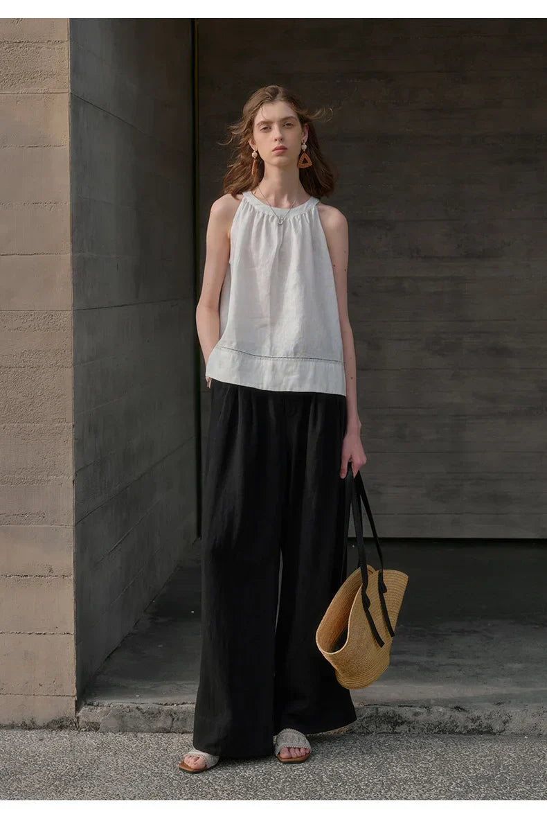 Olivia Bennet | Pleated Wide Leg Linen Pant