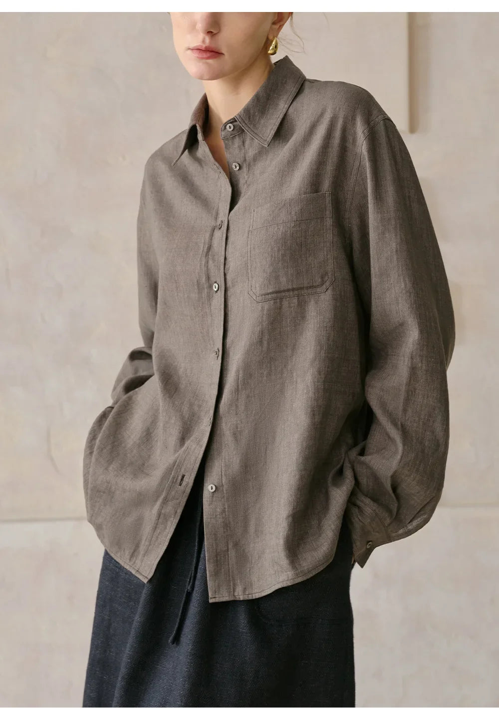 Olivia Bennet | Linen Shirt for Women, Relaxed Fit, White